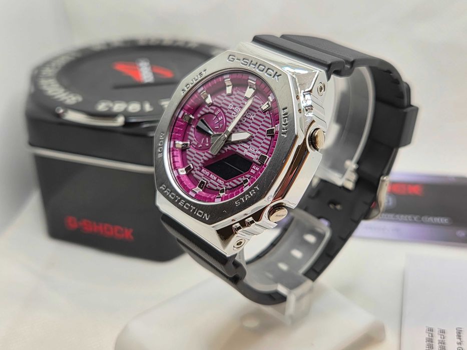 Ceas Sport Barbati Casio g shock GM 2100 Metal Black-PURPLE  Edition .Nou, Garantie 2 ani