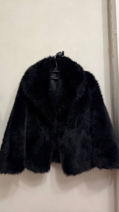 эко шуба черная, зимняя