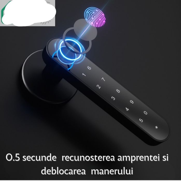 Maner smart cu amprenta, cod PIN, bluetooth și cheie, universal