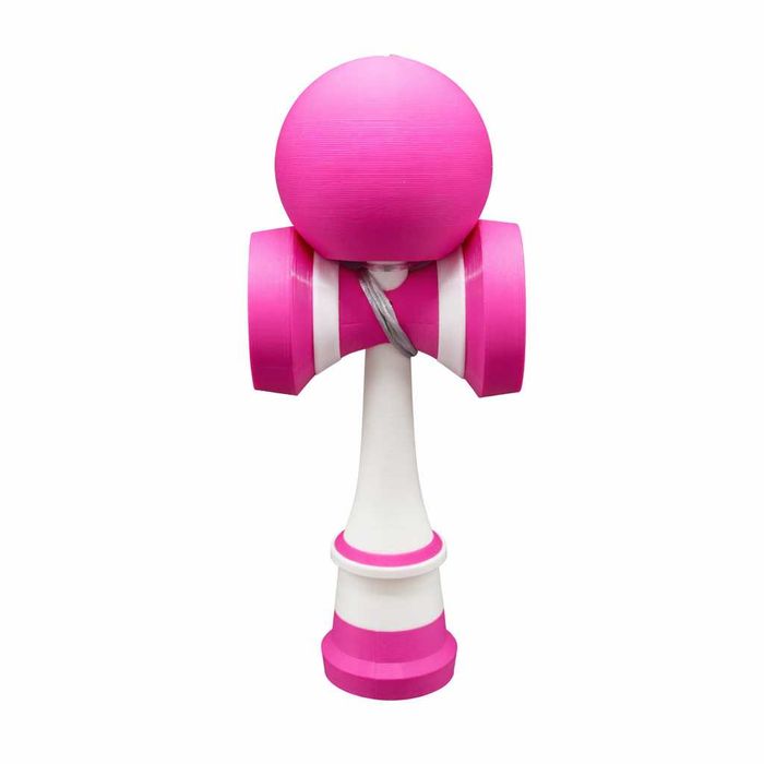 Kendama printata 3D, jucarie de indemanare si coordonare, Alb-Magenta