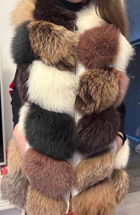 Vesta blană naturală, blana vulpe