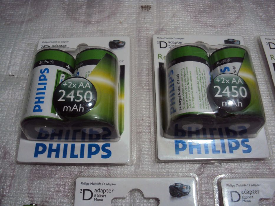 acumulatori AA(R6) Philips 2450 mAh cu adaptor R20,set 2buc
