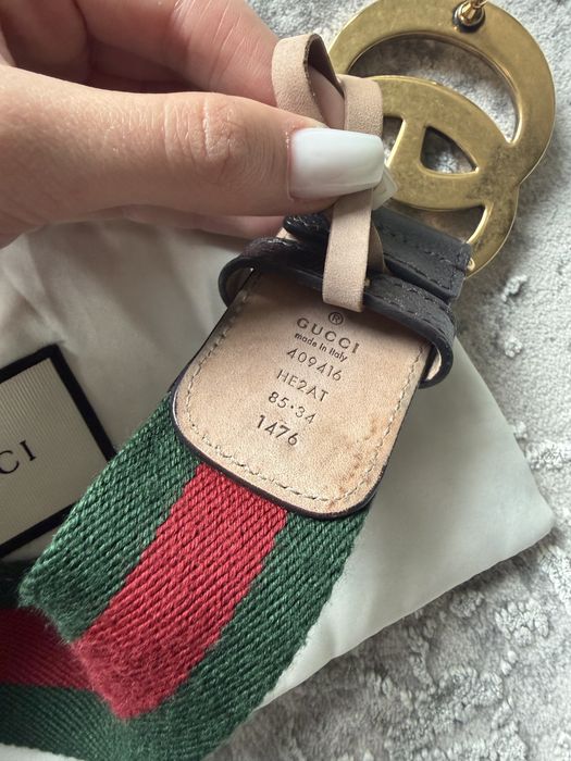 Колан от кожа и текстил GG - Gucci