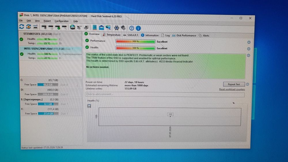 SSD 120Gb intel 200000 sum
