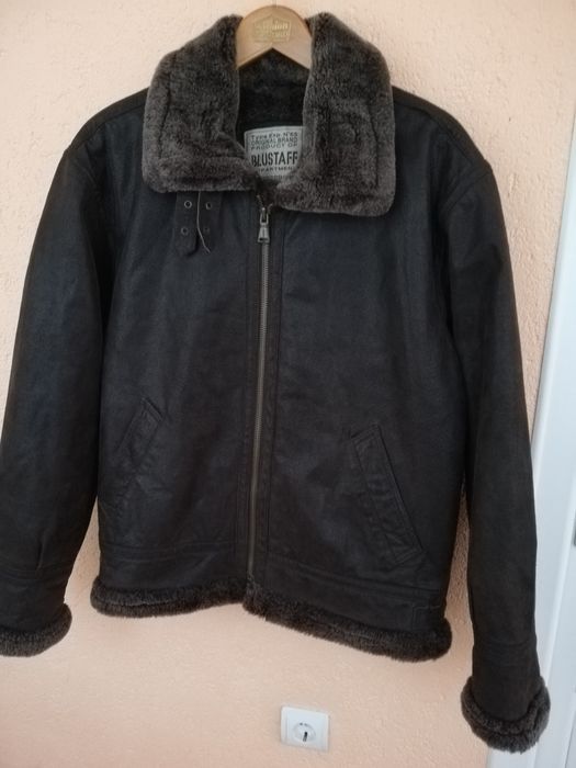 Geaca piele bărbati cu blana Blustaff L