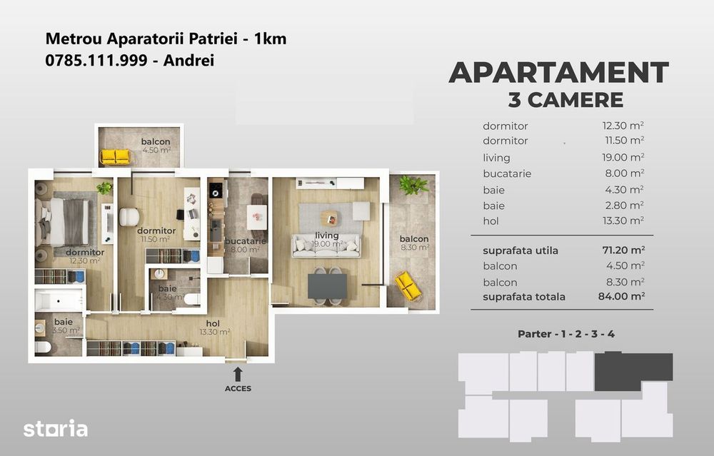 Metrou Aparatorii Patriei - Garsoniera 37mp - bloc nou 2026
