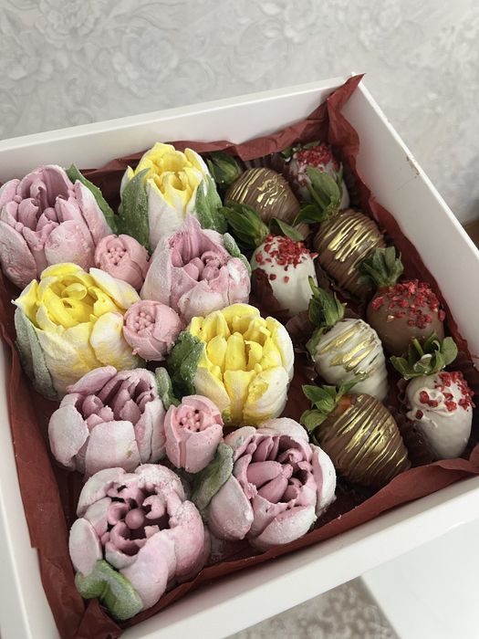 Букет зефирных тюльпанов. Зефирные цветы для особенного дня.