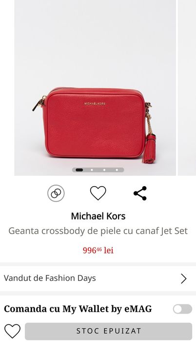 Geanta roșie Michael Kors, nouă