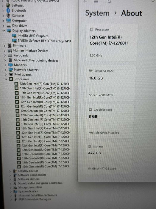 17.3 144Hz Asus TUF Dash`Core i7-12700H/Nvidia RTX 3070/16GB DDR5/512GB SSD/Full HD IPS