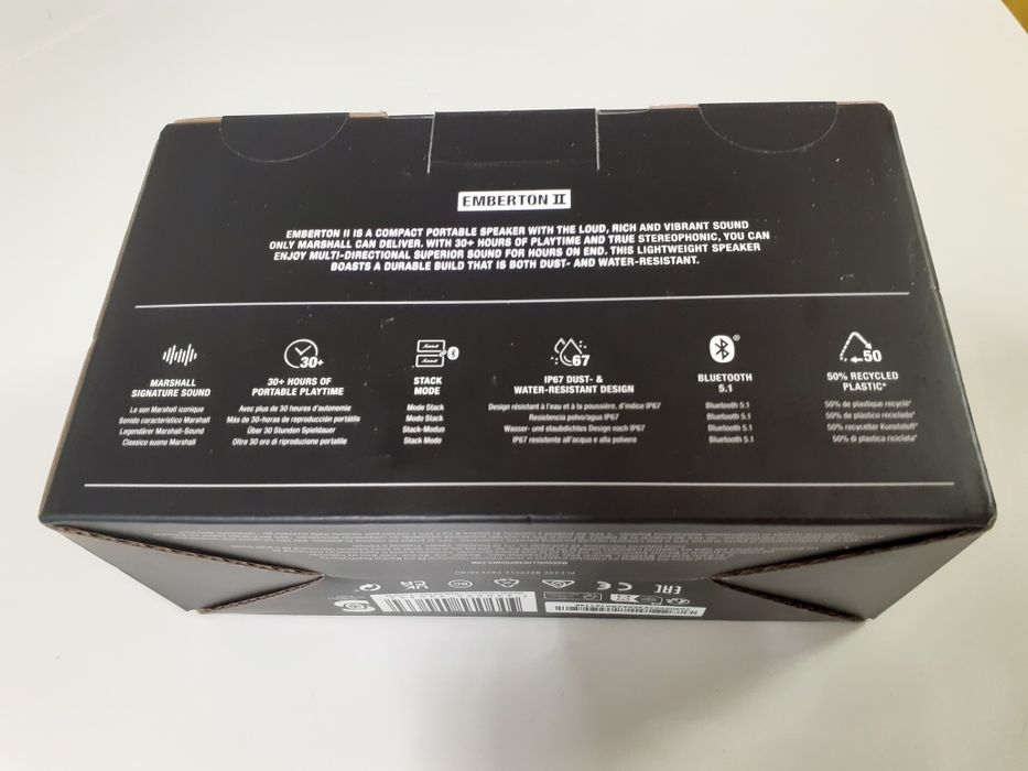 Boxa portabila Marshall Emberton II, 20 W, Bluetooth, Autonomie 30 ore