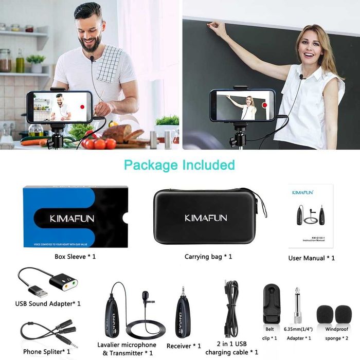 Безжична петлична микрофонна система KIMAFUN