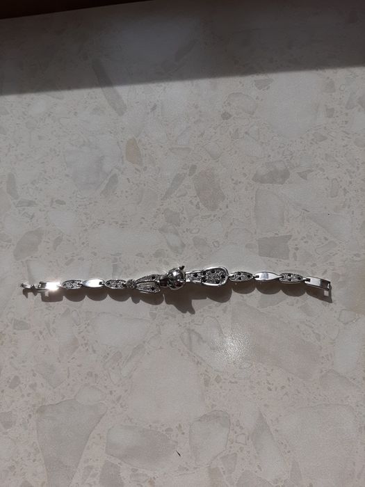 Браслет под серебро Пантера