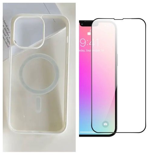 Husa Plastic Magsafe si Folie Sticla Iphone 14/15/16E/16/17/PLUS/PRO/MAX/AIR/17E