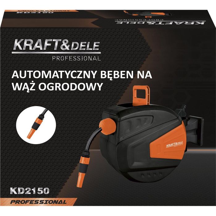 Tambur automat 10 metri, furtun de gradina, 5/16", Kraft