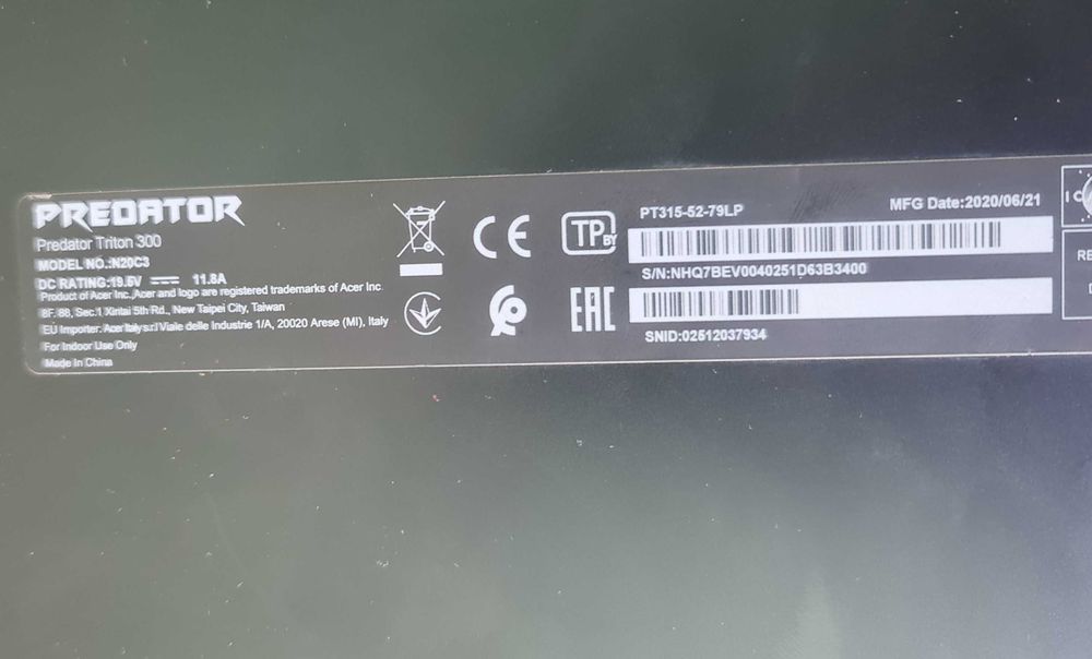 Acer predator triton / rtx 2060 / i5 10500h