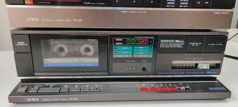 Linie Audio Vintage Aiwa MX-90 TX-110 FX-50 Amplificator Tuner Deck
