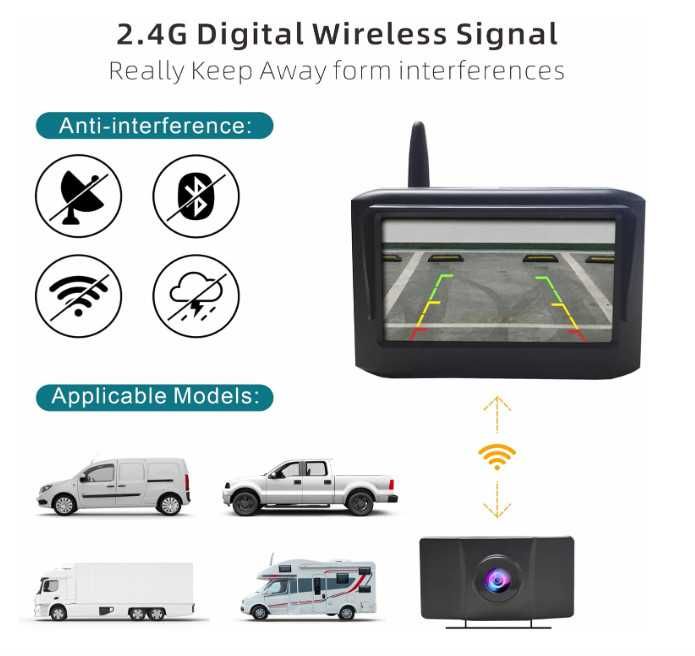 MHCABSR комплект WiFi камера за заден ход с монитор, 4.3-инчов монитор