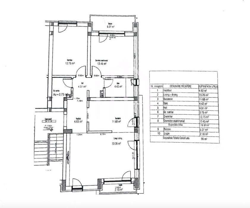 Apartament cu 3 camere, 79mp utili+2 balcoane, 2 parcari, Selimbar