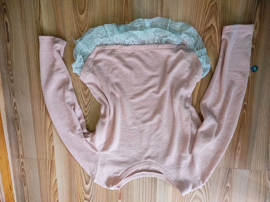 Розова блузка с дантела , М-Л размер