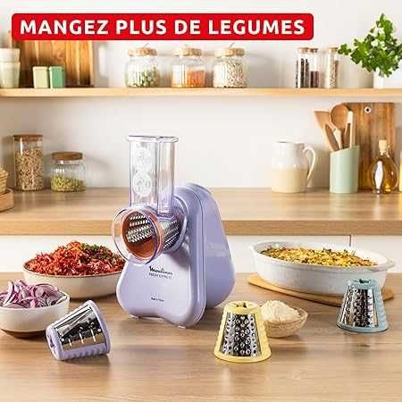 Moulinex Fresh Express DK8546E0 Електрическа ренде за зеленчуци, 4в1, Настъргване, Рязане, Ренде, Аксесоари, подходящи за съдомиялна