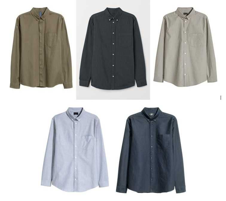 H&M - 5 camasi oxford 100% bumbac, marime S/M, talie=105 cm., NOI