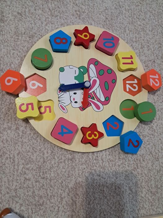 Lot joc atacul rechinului, puzzle incastru animale, puzzle ceas culori forme geometrice, cuburi construcție