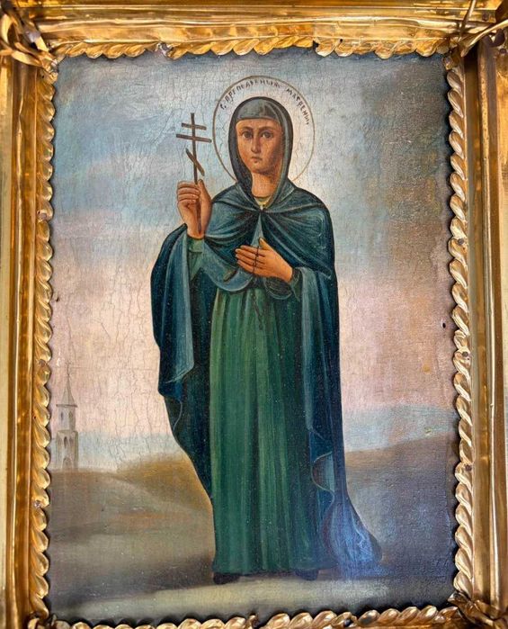 Icoană ortodoxă veche cu Sfânta Matrona din Constantinopol