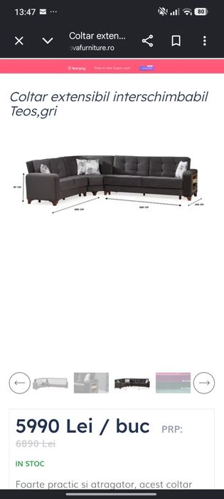 Coltar living extensibil ca nou