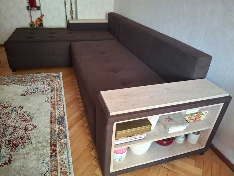 Ъглов разтегателен диван с ракла