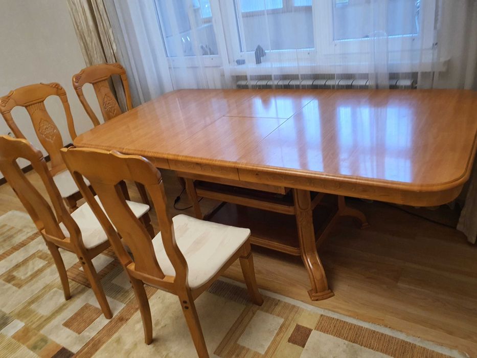 Стол Деревянные Обеденный со Стульями