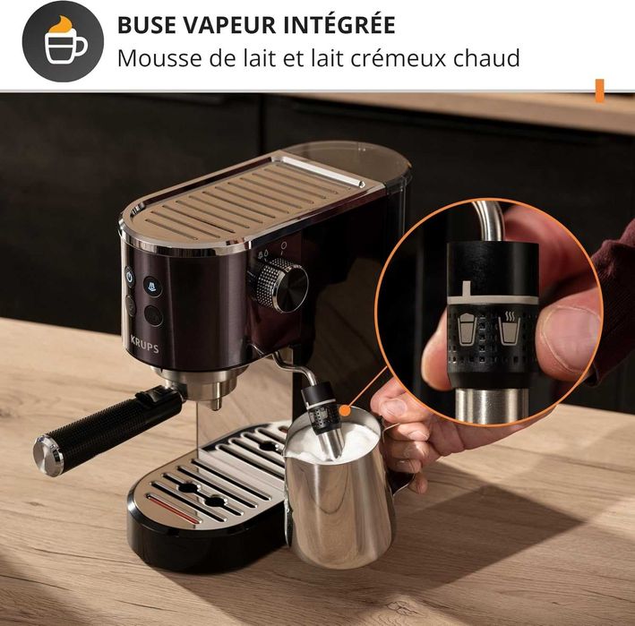 Кафемашина Krups Virtuoso+ , 15bar, неръждаема, еспресо и капучино