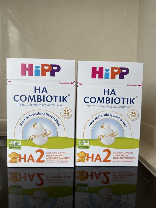 Адаптирано мляко HiPP HA2 Combiotic Преходно мляко с хидролизиран белтък 6+ месеца х 600 гр. /цена за кутия/: