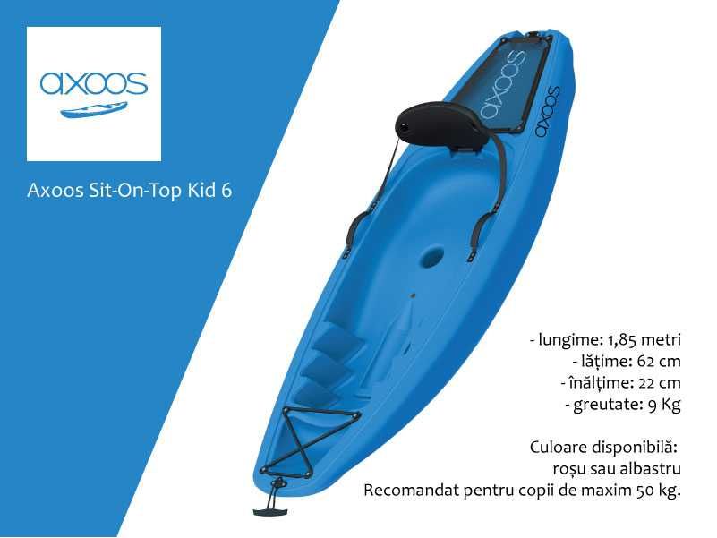 Caiac copii Axoos Sit-On-Top - Stabil, sigur si usor de transportat