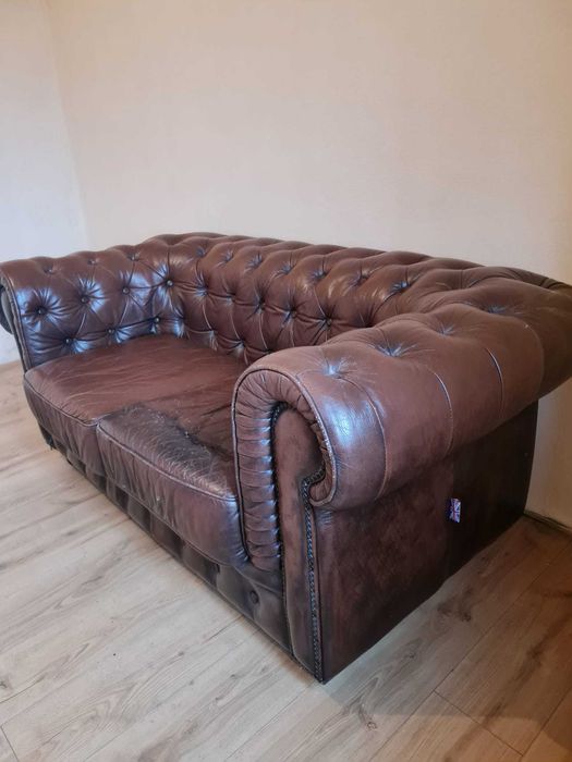 Set de canapele din piele naturala Chesterfield- original