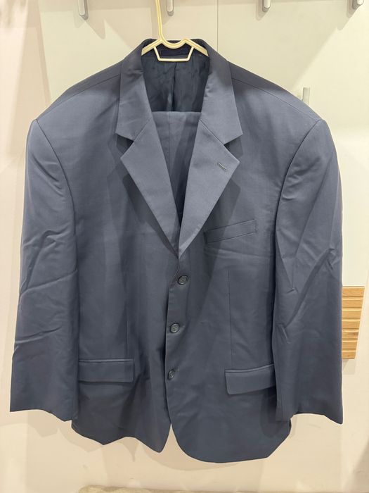 Италиански мъжки костюм - сако и панталон - тъмносин - висок клас