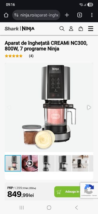 Aparat de înghețată CREAMi NC300, 800W, 7 programe Ninja