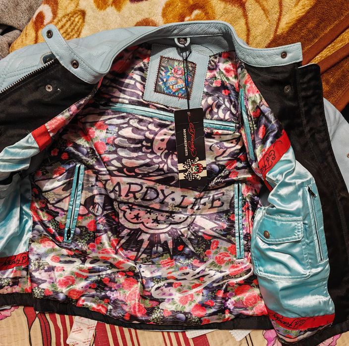 Vand Geaca piele motor dama Ed Hardy nu KAWASAKI NU HARLEY DAVIDSON