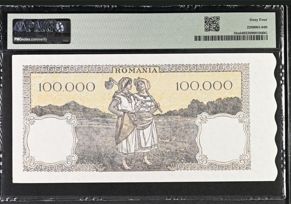 Bancnota gradata PMG 100000 lei 1945