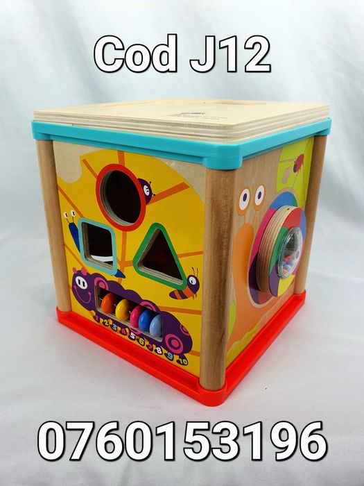 Centru-Cub de activitati Cu animale-Educativ-Interactiv-Din Lemn-J12