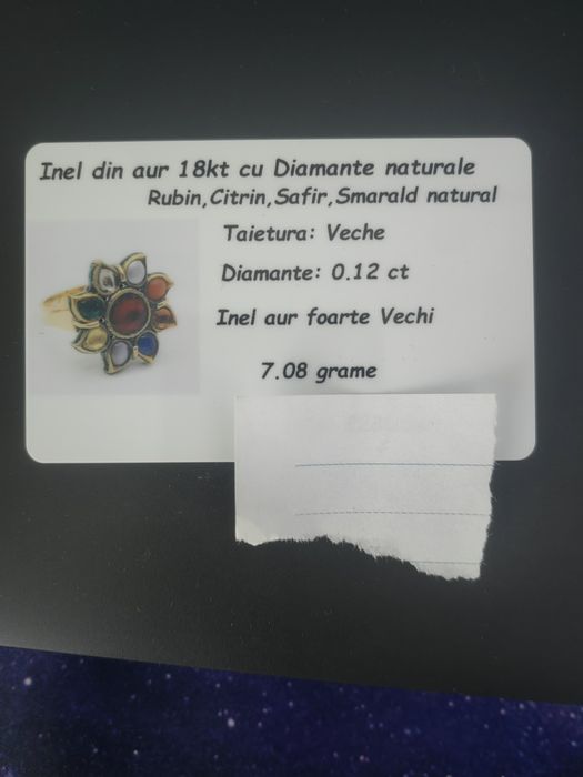 inel 18k diamante si pietre pretioase