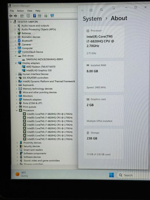 15.6 Dell Latitude E5570`Core i7-6820HQ/8GB DDR4/256GB NVMe/AMD R7-2GB/Full HD IPS
