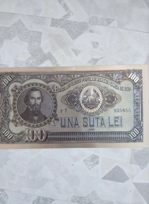 Bancnota 100 lei foita argint