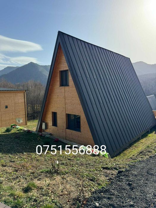 Cabana stil A-Frame si Case din structura de lemn