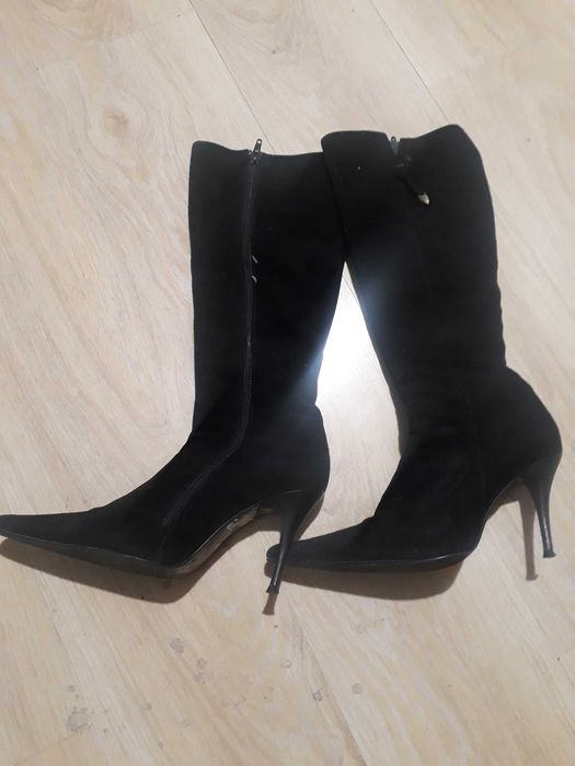 Ботуши дамски велур черно