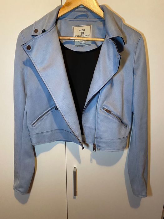 Geaca biker din imitatie de piele intoarsa