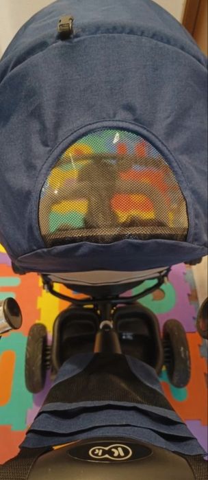 Tricicleta Kinderkraft Aveo bleumarin cu gri, cu șezut rotativ