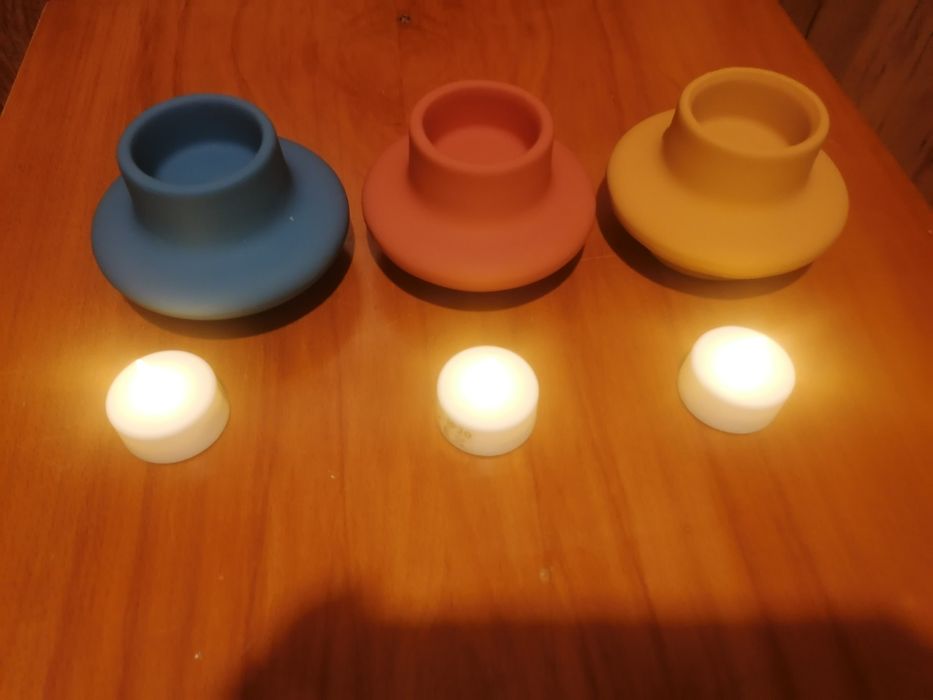 Set trei suporturi pentru lumanare, diferite culori