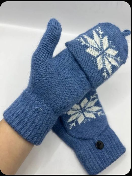 Варежки вязаные без пальцев, митенки