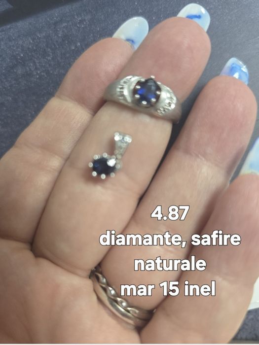 Set inel aur safire si diamante naturale