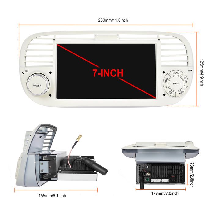 Navigatie Android Fiat 500 2007-2015 Carplay Android Auto